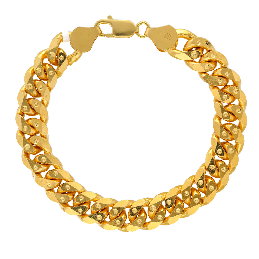 22K Yellow Gold Men's Chain Link Bracelet  (103gm) | 


Elevate your style with the exquisite 22k yellow gold chain link bracelet for men from Virani ...