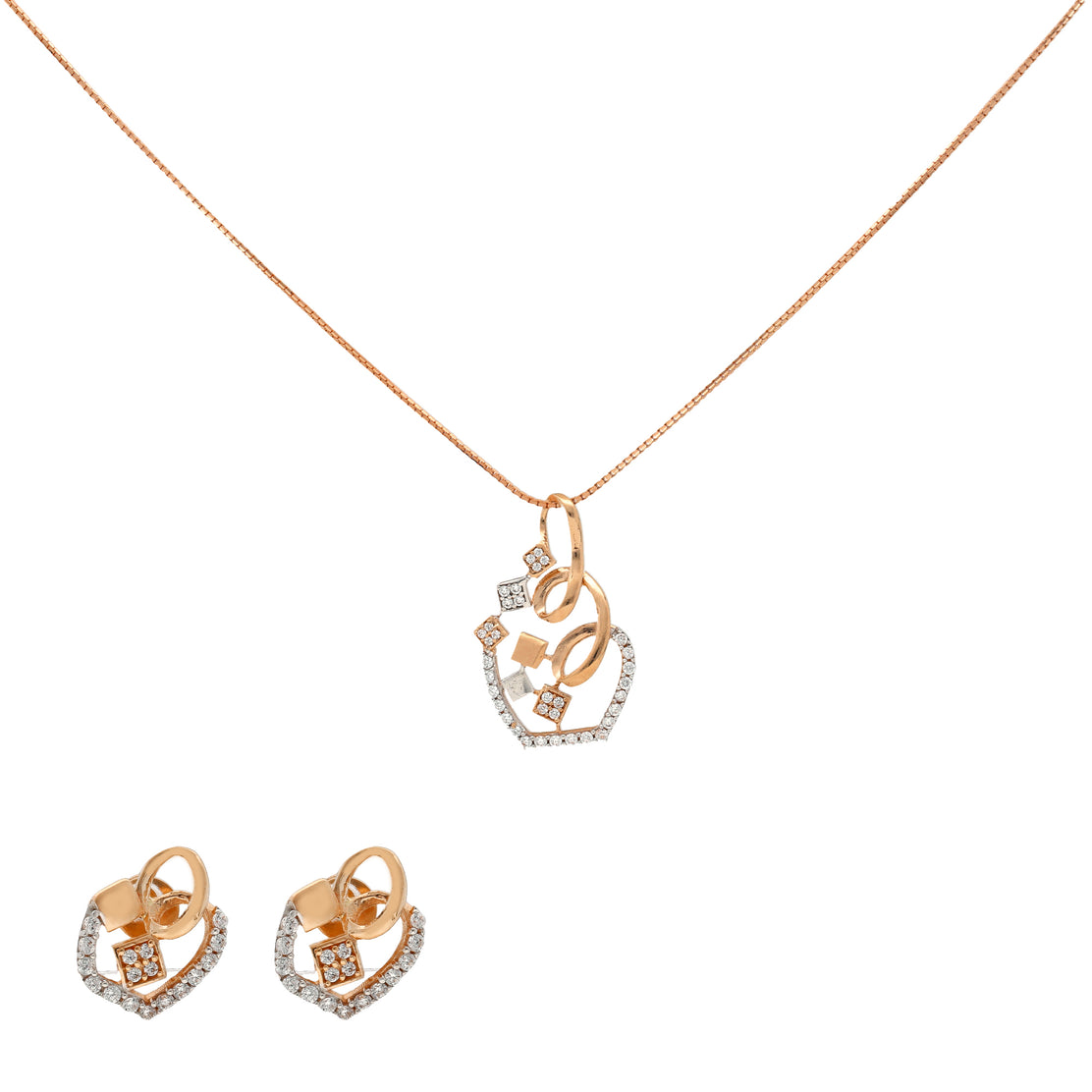 Rose outlet gold chain and diamond cz pandent