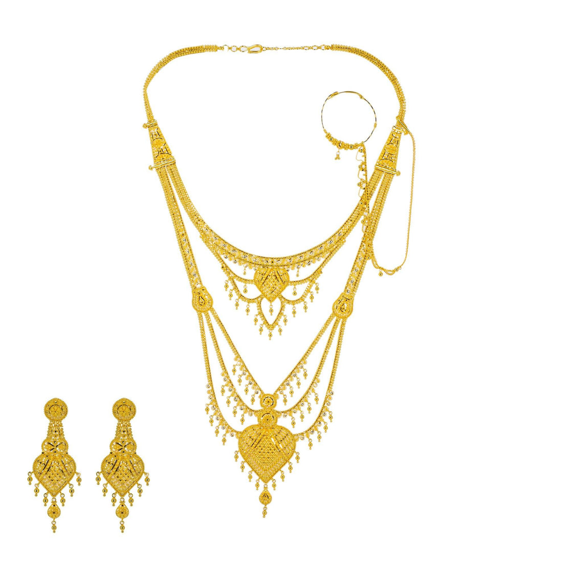 Indian 22K Gold Plated 11'' Long Heavy Ideal Bridal Necklace Earrings tikka  | eBay