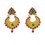 An image showing the emerald and ruby embellishments on the Indian gold earrings from Virani Jewelers.