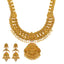 22K Yellow Gold, Gem, CZ, and Pearl Temple Necklace Set (151.5gm)