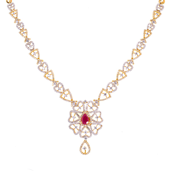 18K Gold Diamond Jewelry Set (35gm) | 
Wear this gleaming 18 karat gold, diamond, and ruby jewelry set with your favorite formal wear f...