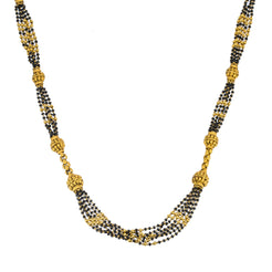 22K Yellow Gold Antique Mangalsutra Necklace W/ Multi Strands & Large Gold Balls - Virani Jewelers