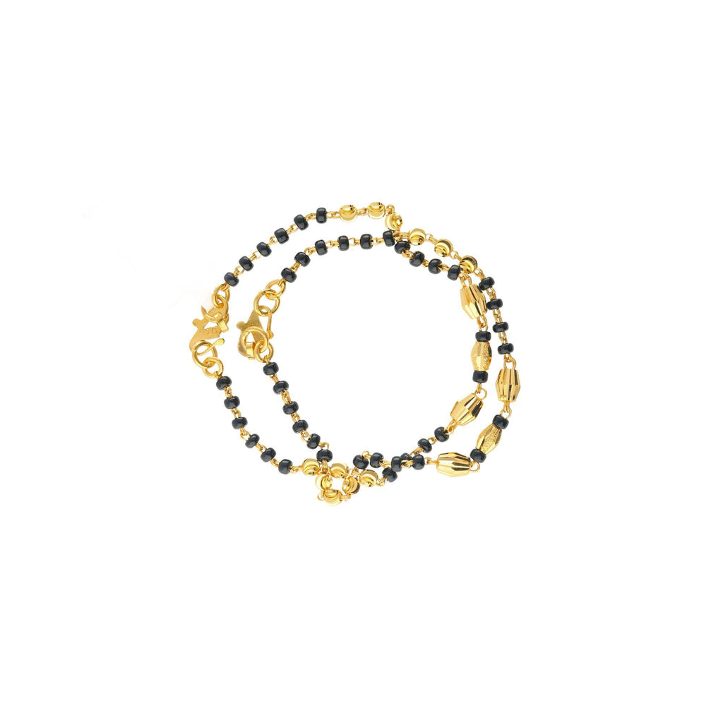 An image of the Avery 22K gold bracelet with black beads from Virani Jewelers. | Give your child the gift of Virani Jewelers with the Avery 22K gold bracelets!

Features black be...