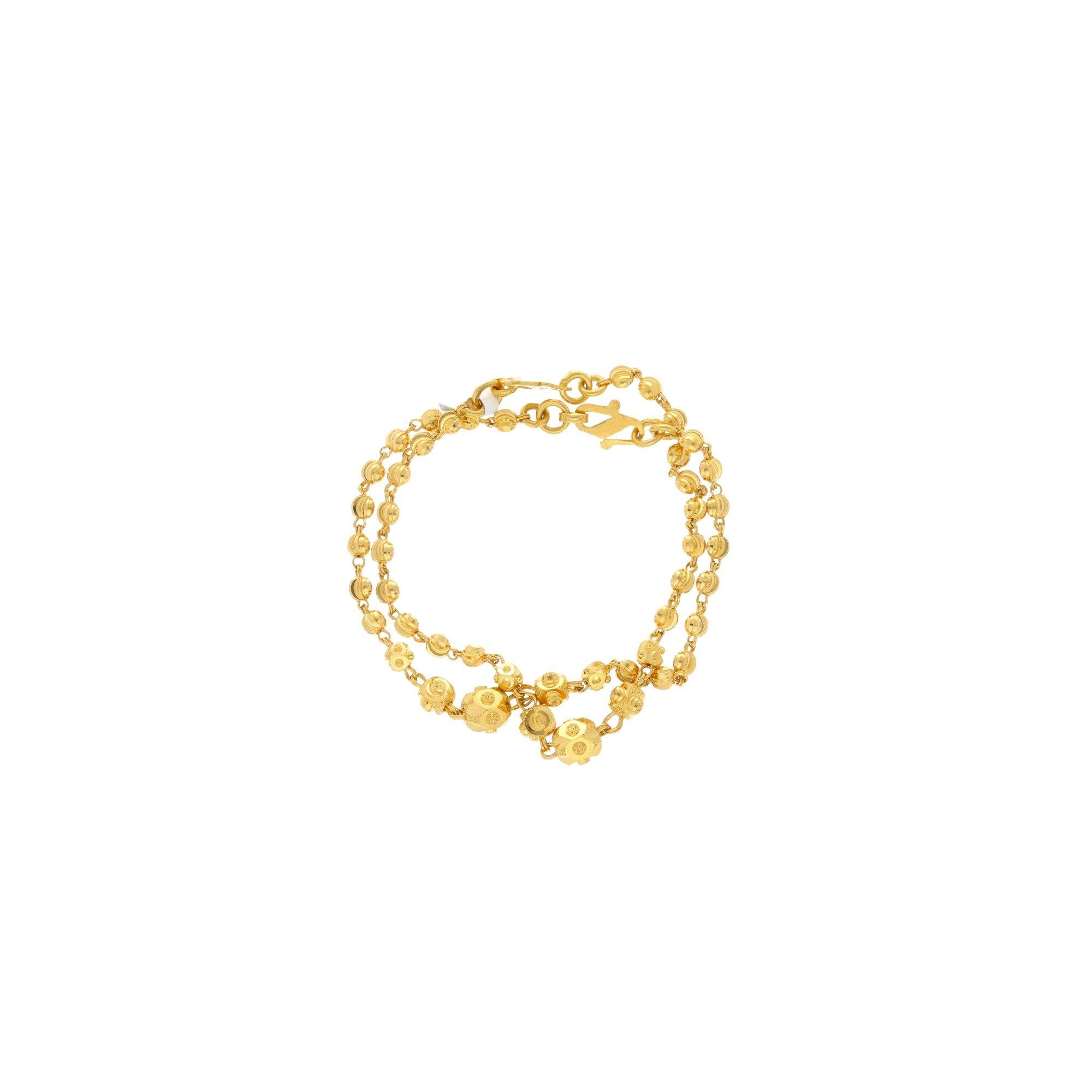 Punch Mukhi Chikna Bead Bracelet With Gold Flower CapsIRDBR51038