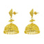 22K Yellow Gold Jhumki Earrings W/ Textured Design & Round Petaled Pendant - Virani Jewelers