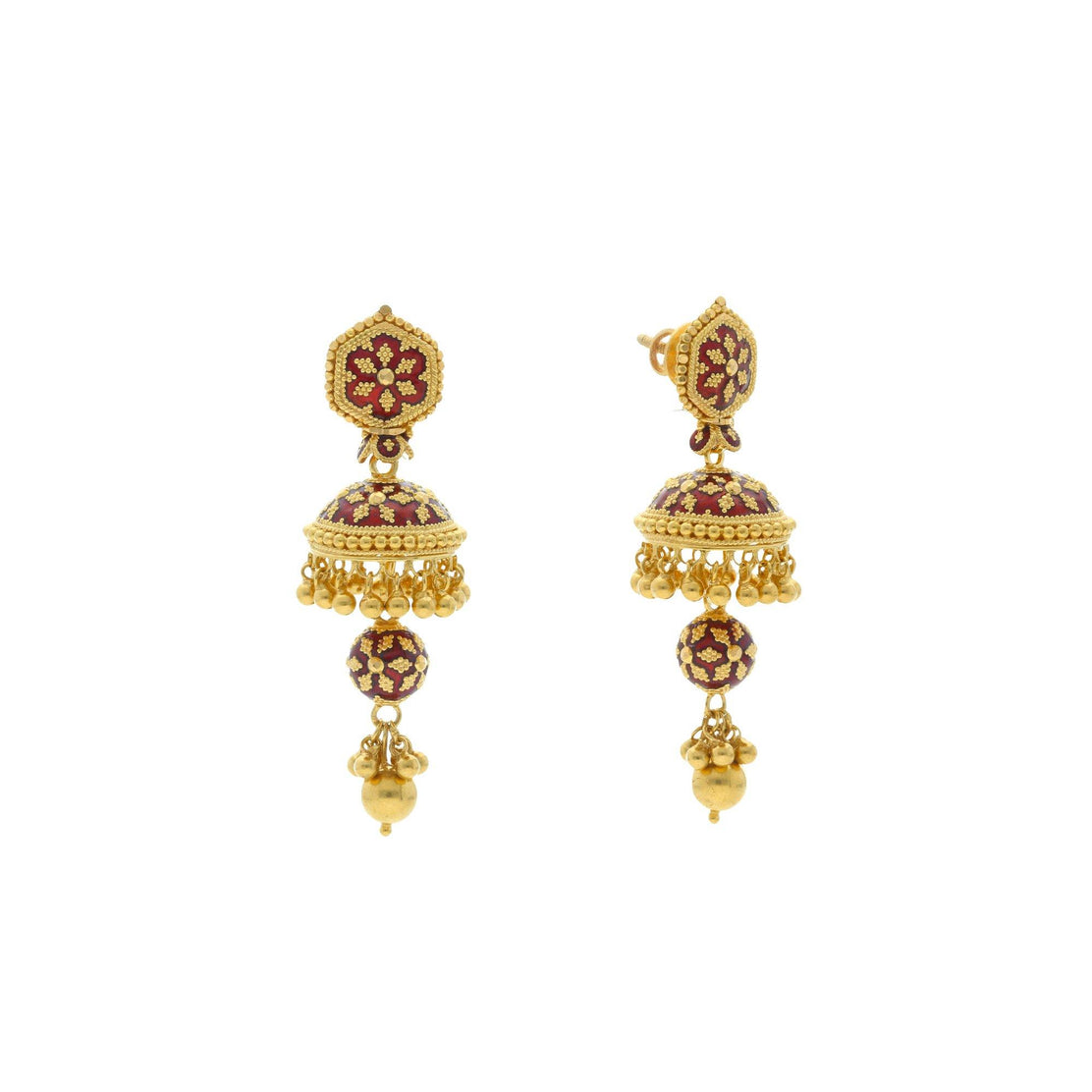 22carat karat yellow gold handmade filigree work stud earring fabulous  indian traditional design earring jewelry | TRIBAL ORNAMENTS