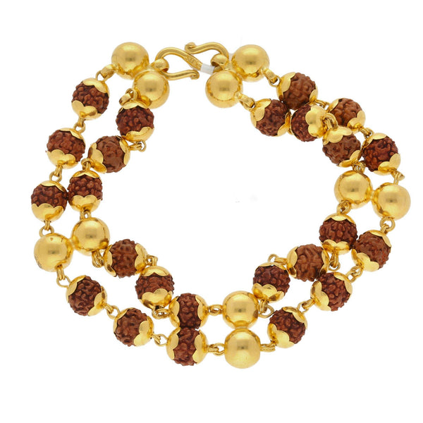 22K Yellow Gold Men Rudraksha Bracelet - Virani Jewelers | Add an elegant hint of gold to your everyday, casual looks with this beautiful 22K Gold Rudraksha...