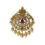 22K Yellow Gold Pendant W/ Emeralds, Rubies, CZ Gemstones & Hanging Pearls, 26.4gm - Virani Jewelers