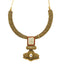 22K Yellow Gold Temple Necklace & Earring Set W/ Kundan & Rubies on Jewelled Double Drop Square Pendant - Virani Jewelers