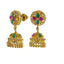 22K Yellow Gold Uncut Diamond Jhumki Earrings W/1.21ct Uncut Diamonds, Emeralds & Rubies - Virani Jewelers