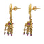 22K Yellow Gold JhumkiDrop Earrings W/ Rubies, Emeralds, Laxmi Pendant & Beaded tassels - Virani Jewelers