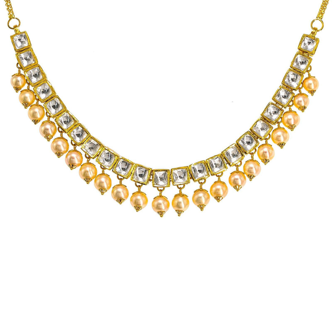 Kundan necklace set in deals yellow.