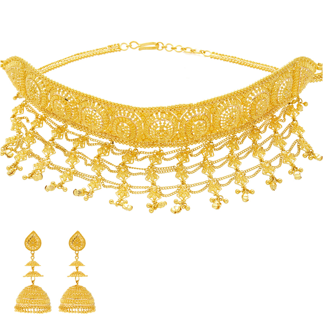 Set of chocker shops and Chandelier earings