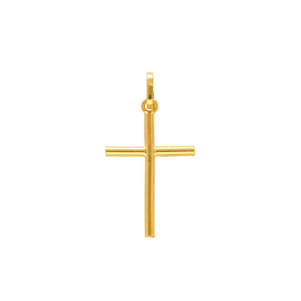 Thin Holy Cross Unisex Pendant in 22K Yellow Gold (3.5gm) | This simple thin gold cross pendant has a minimal design and style made of 22 karat gold. This un...