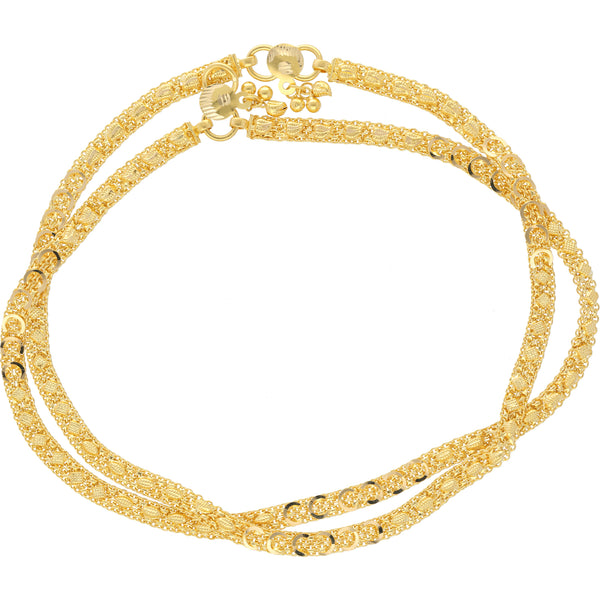 22K Yellow Gold Anklet Set of 2 (21.7gm) | Add this 22k yellow gold anklet set to your casual or formal looks for an elegant layer of golden...