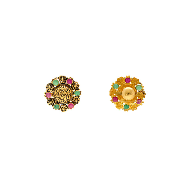 22K Antique Gold Jeweled Studs (5.6gm) | 
Our 22K Antique Gold Jeweled Studs have a vibrant and sophisticated appeal that any woman would ...