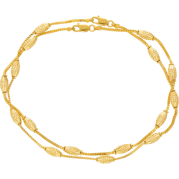 22K Yellow Gold Beaded Anklet Set (14.8gm) | 
Allow the beauty of 22k gold to give your ankles a sophisticated shine. This set of two 22k yell...