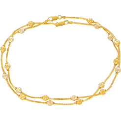 22K Yellow & White Gold Ball Bead Anklet Set (16.1gm)