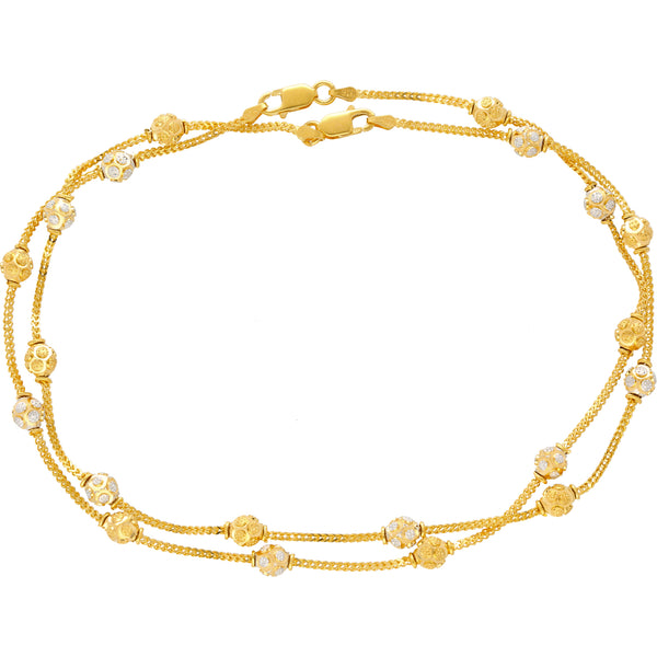 22K Yellow & White Gold Ball Bead Anklet Set (16.1gm) | 
This elegant 22k yellow and white gold ball bead anklet set has a minimalistic design that can c...