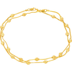 22K Yellow Gold Ball Bead Anklet Set (16.4gm)