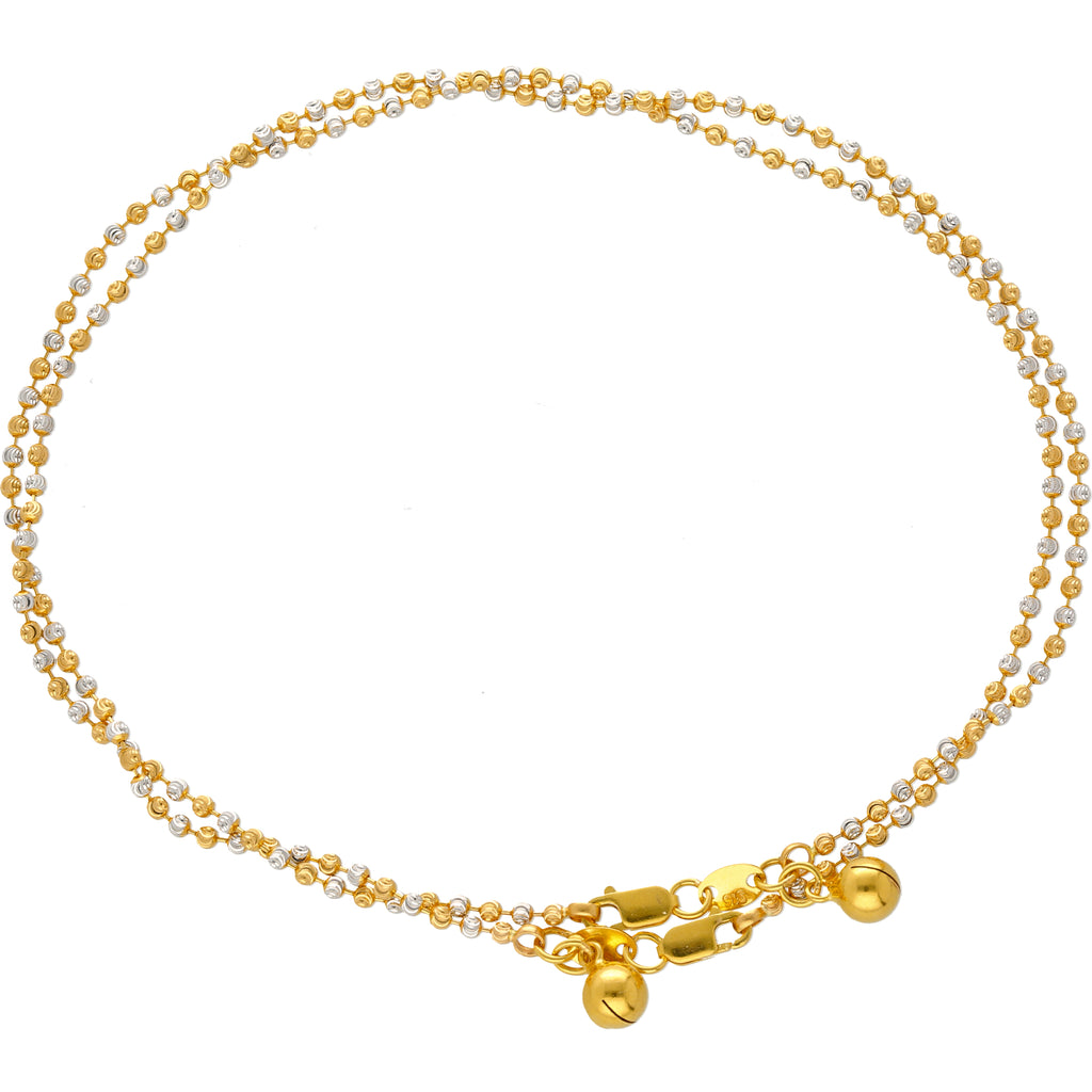 22K Yellow & White Gold Beaded Anklet Set (9.1gm) | 
Adorn yourself with this minimal 22k yellow and white gold beaded anklet set when you desire a s...