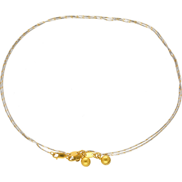 22K White & Yellow Gold Rope Anklet Set (6.6gm) | This lightweight 22k white and yellow gold rope anklet set has a minimal design that can accompan...