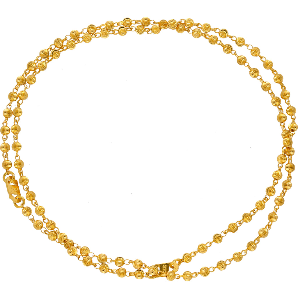 22K Yellow Gold Beaded Anklet Set (11.6gm) | 
This precious 22k yellow gold anklet set has delicate beading that will add a golden layer of sh...