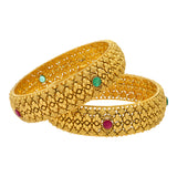 22K Antique Gold Bangle Set (57.1gm) | 
This luxurious set of two 22k gold bangles have a gorgeous antique gold finish, beaded filigree ...