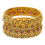 22K Antique Gold & Ruby Lakshmi Bangle Set (60.5m)