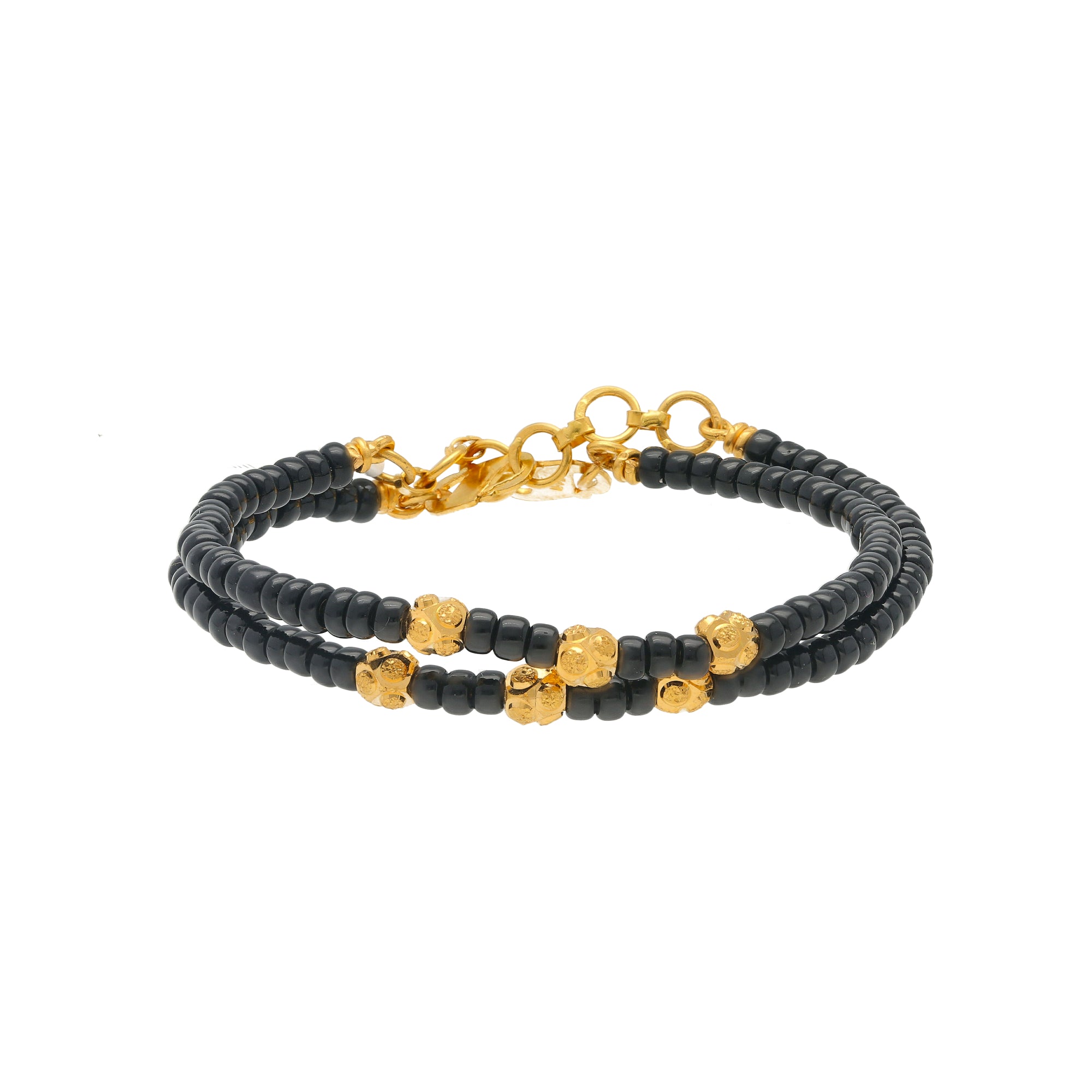 Latest Black Beads And Gold Beads Bracelet Designs With Weight And Price