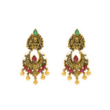 22K Antique Gold Lakshmi Chandbali Earrings (15.7gm) | 
Pair these magnificent 22k gold earrings with your favorite traditional attire for a stunning fi...