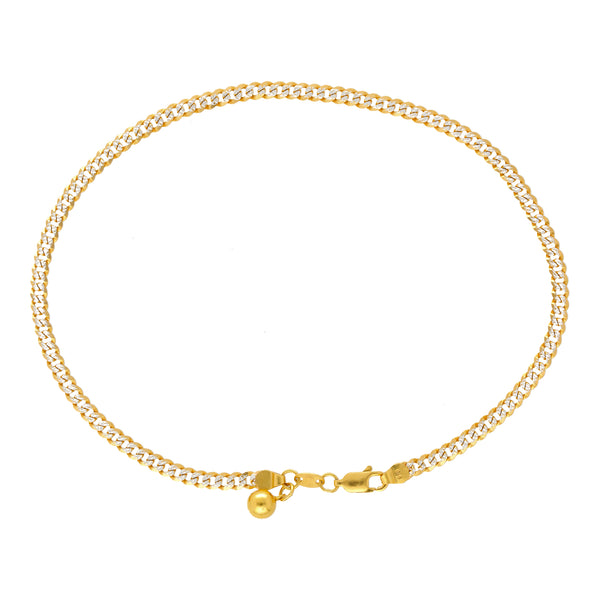 22K Muti-Tone Gold Cuban Link Anklets (9.3 grams) | These ultra-stylish 22k yellow and white gold Cuban link anklets have a classic design that compl...