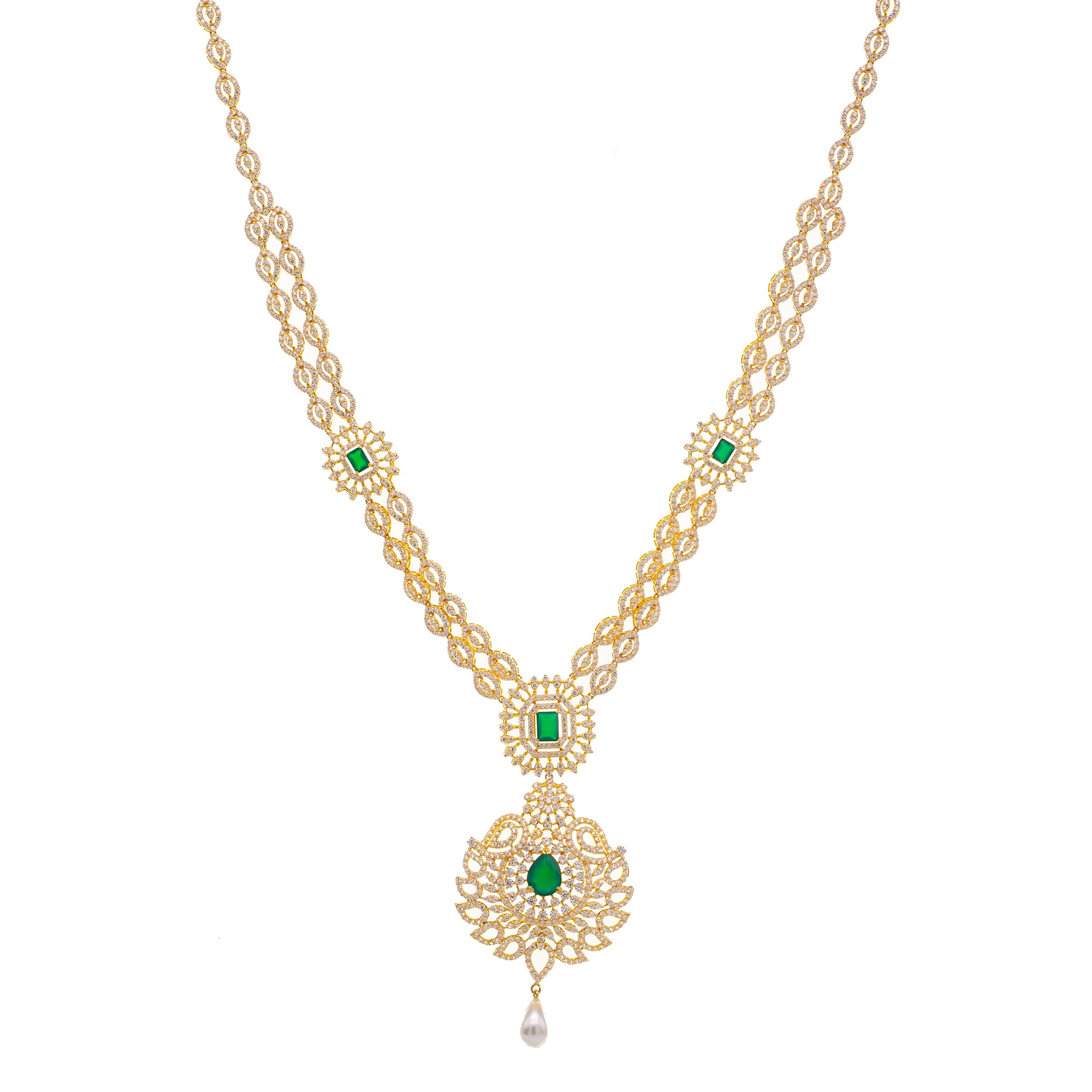 22K Yellow Gold & CZ Necklace Set (77.7gm) – Virani Jewelers