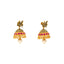 22K Antique Gold Jhumka Earrings w/ Rubies and Pearls (21gm)