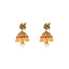 22K Antique Gold Jhumka Earrings w/ Rubies and Pearls (21gm)