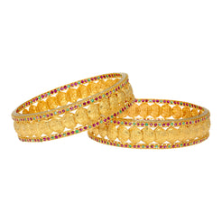 22K Yellow Gold Kasu Laxmi Bangle Set (43.4 grams)