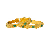 22K Yellow Gold & Emerald Laxmi Bangle Set (54.9 grams) | 
These stunning 22k yellow gold bangles for women have a gorgeous design incorporating the Goddes...