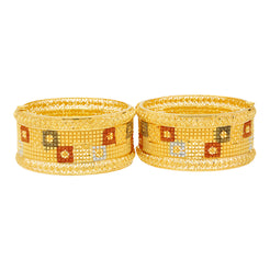 22K Yellow Gold Meenakari Bangle Set (97.1 grams)