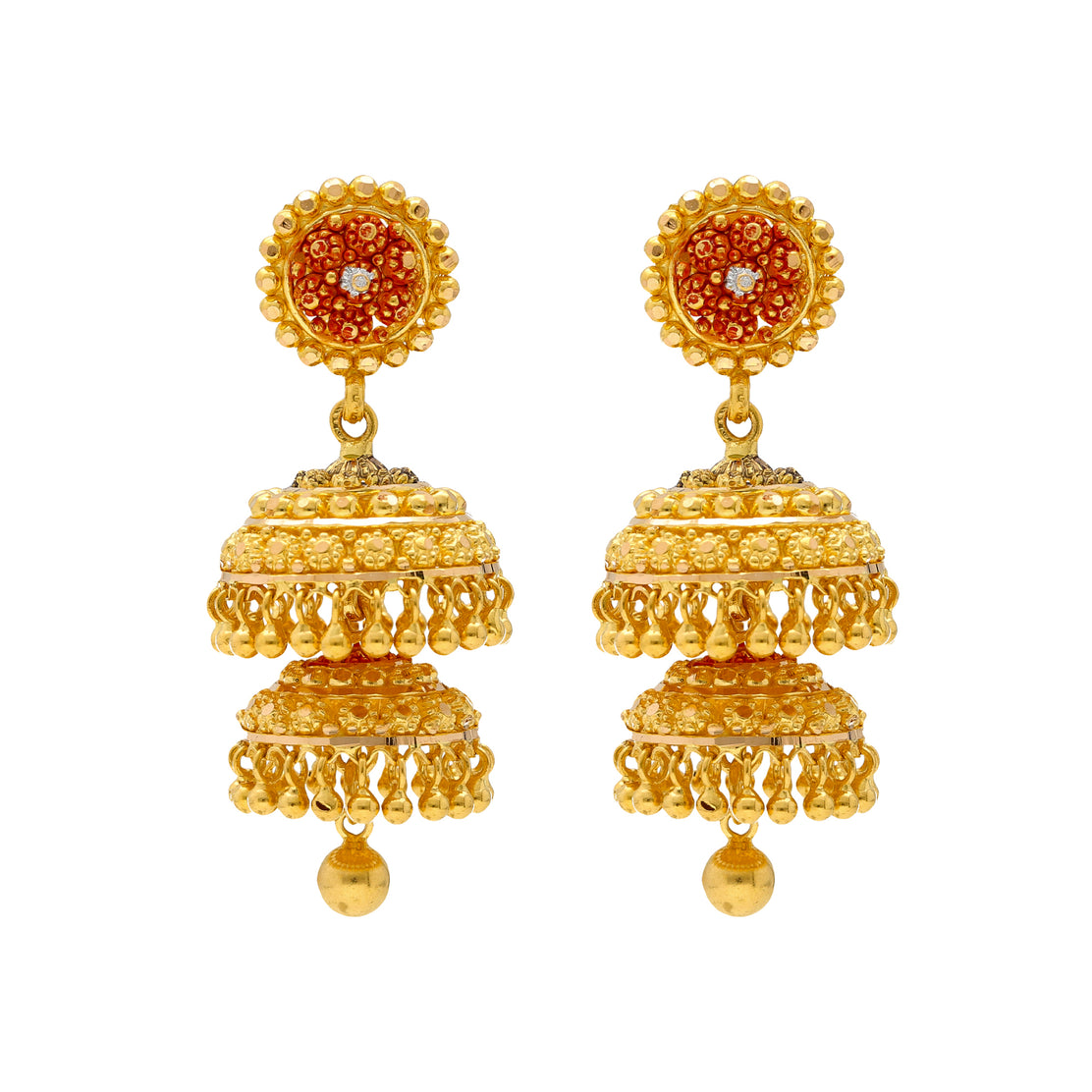 Red with Golden Meenakari Earrings