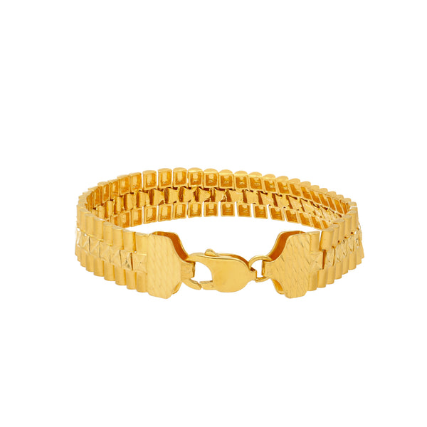22K Yellow Gold Men Bracelet w/ Double S-Link Band