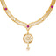 22K Yellow Gold V Shaped Polki Necklace Set with Pearls (54.7gm)