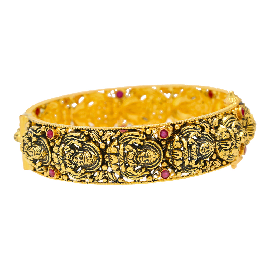 22K Gold Laxmi Bangle w. Antique Finish (29.5 grams) | Pair these 22k antique gold bangle with anything from casual, to business and formal attire! The ...