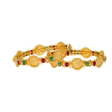 22K Yellow Gold & Gem Temple Bangle Set (32.3) | 
Add these vibrantly beautiful 22k yellow gold bangles to your favorite traditional look for a re...