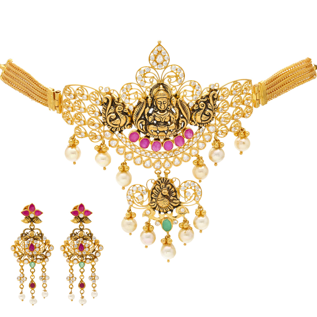 Yellow Chimes Jewellery Set for Women Gold Plated Traditional Temple –  YellowChimes