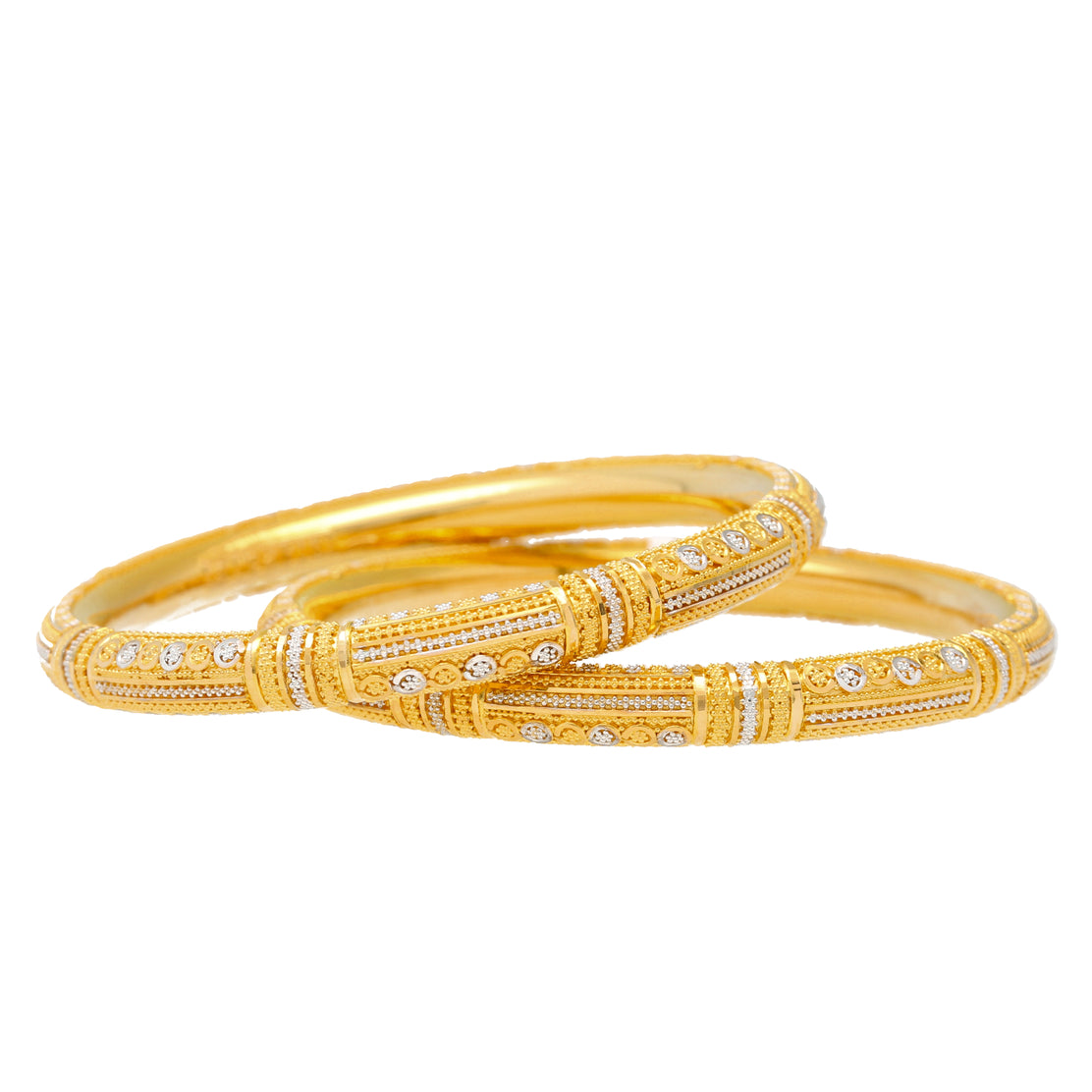 22K Yellow & White Gold Bangle Set of 6 (111gm)