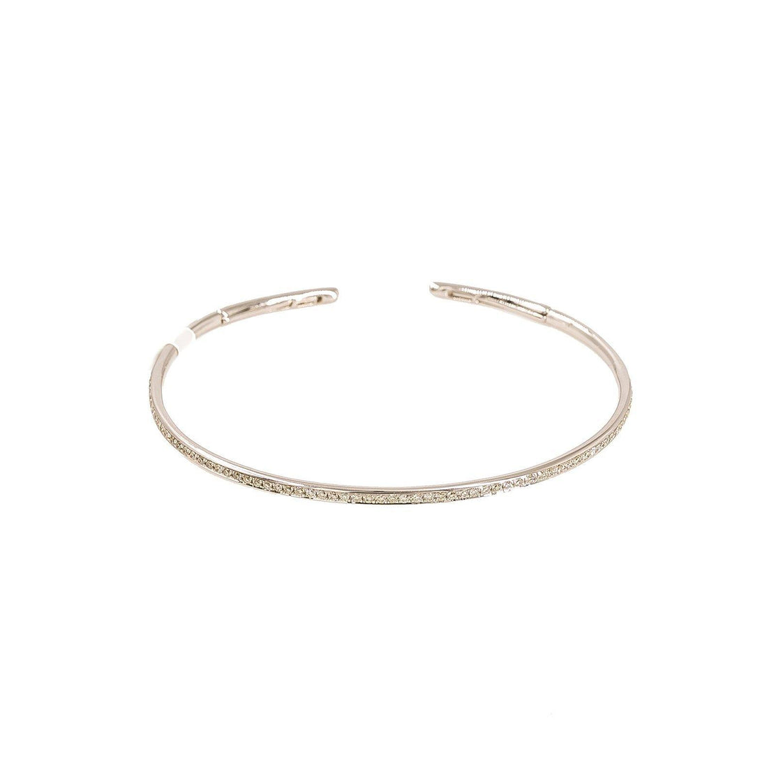 Narrow 10 Diamond Bangle Bracelet 14k white gold