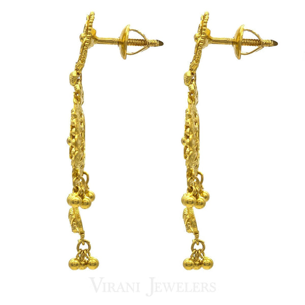 22K Gold Chandelier Earrings - Virani Jewelers | This is an incredibly graceful earring crafted with 22k gold. A perfect piece for any outfit and ...