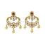 22K Antique Textured Gold Dangle Earrings W/ Rubies, Cubic Zirconia, & Pearls - Virani Jewelers