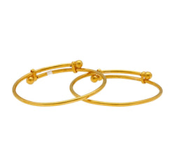 22K Yellow Gold Baby Bangles Set of 2 W/ Adjustable Bands 5 gm